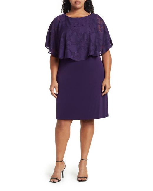 Connected Apparel Jacquard Cape Overlay Dress in at