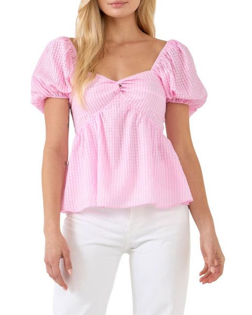 English Factory Check Puff Sleeve Top in at