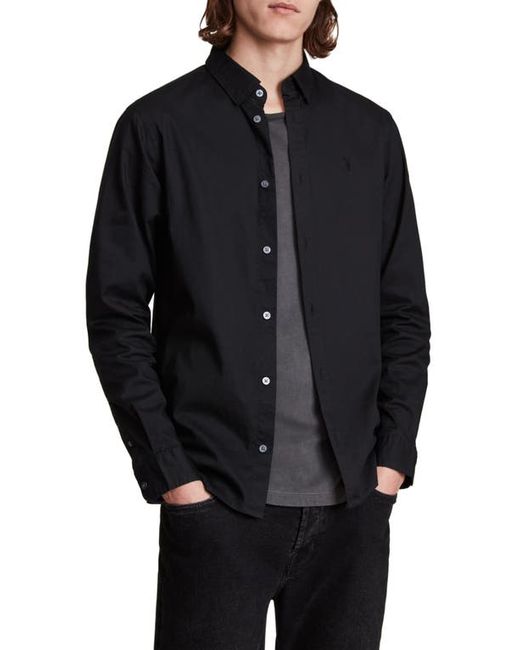 AllSaints Hawthorne Slim Fit Stretch Cotton Button-Up Shirt in at
