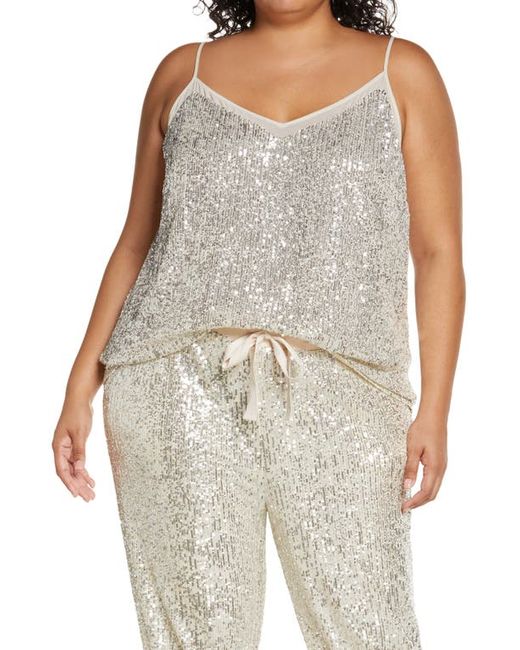 1.State Sheer Inset Sequin Camisole in at