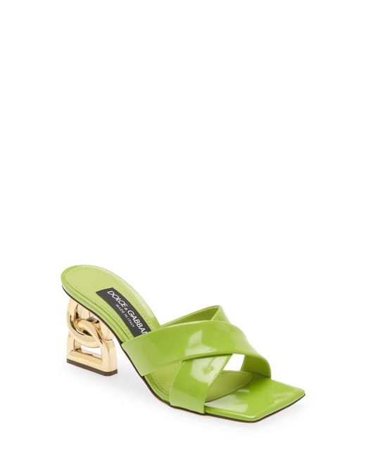 Dolce & Gabbana Logo Heel Slide Sandal in at