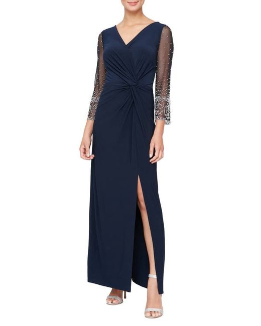 Alex Evenings Beaded Long Sleeve Gown in at