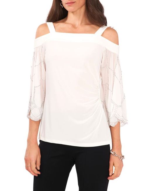 Chaus Cold Shoulder Mixed Media Top in at