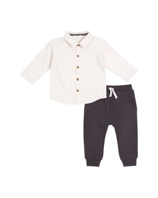 FIRSTS by petit lem Cotton Button-Up Shirt Joggers Set in at