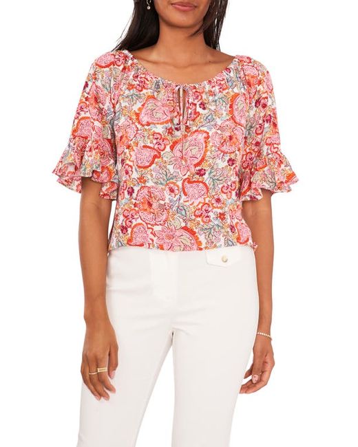 Chaus Floral Off the Shoulder Top in Cream/Red/Multi at