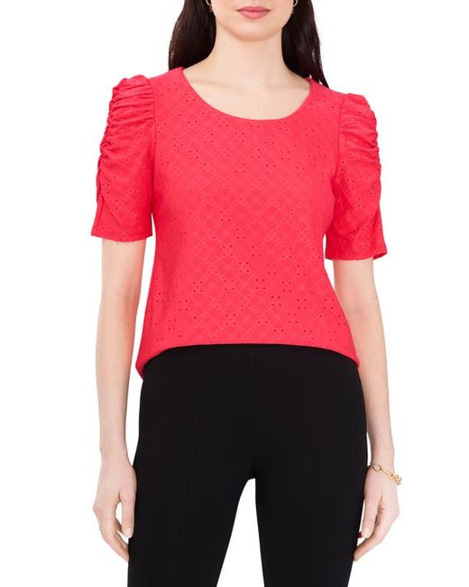 Chaus Eyelet Ruched Sleeve Top in at