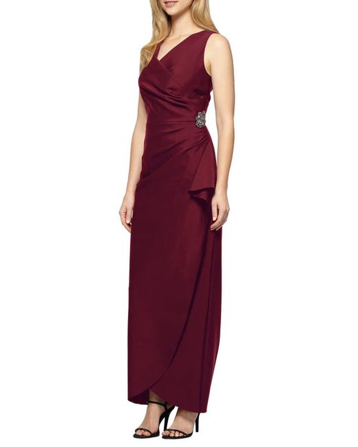 Alex Evenings Embellished Side Drape Column Gown in at