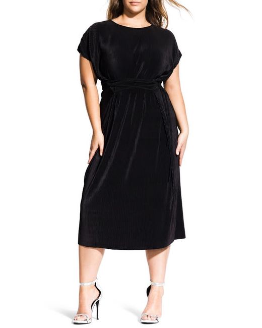 City Chic Pleated Midi Dress in at