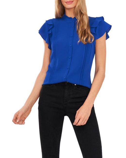 Cece Pintuck Ruffle Short Sleeve Blouse in at
