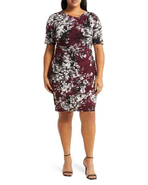 Connected Apparel Floral Faux Wrap Dress in at