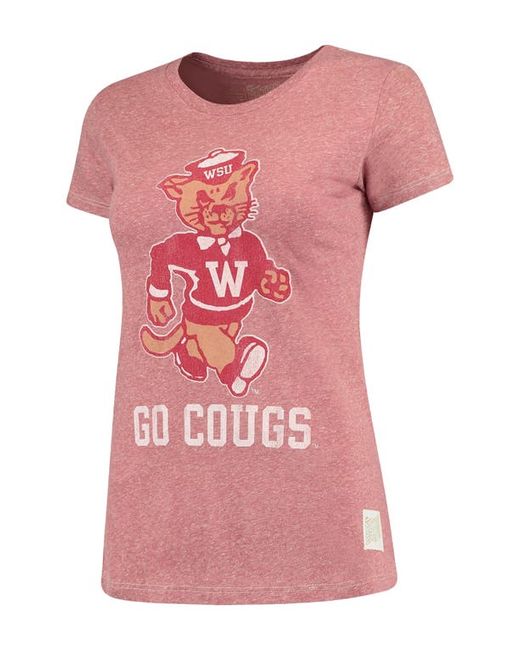 Retro Brand Original Heathered Washington State Cougars Tri-Blend Crew Neck T-Shirt at