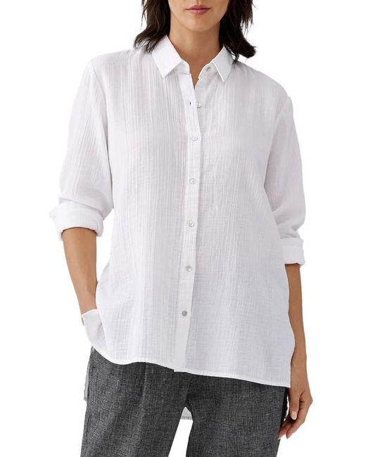 Eileen Fisher Easy Classic Organic Cotton Button-Up Shirt in at