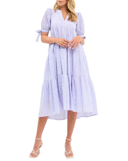 English Factory Gingham Tiered Midi Dress in at