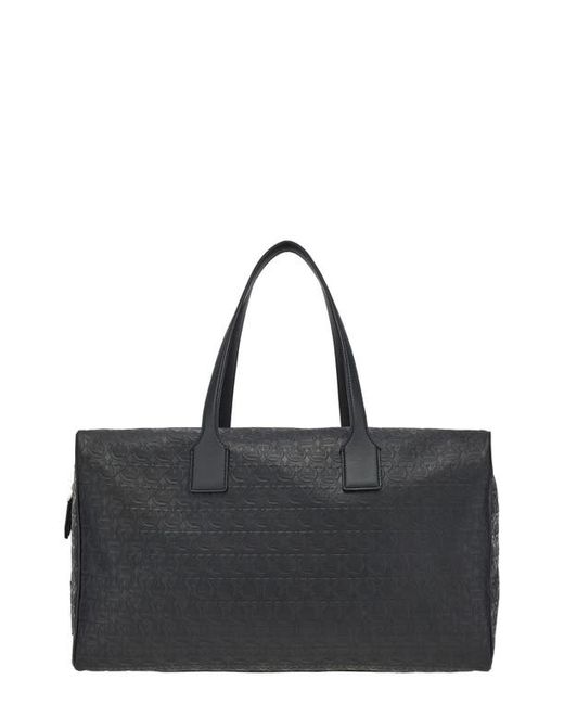Salvatore Ferragamo Travel Logo Embossed Leather Duffle Bag in at