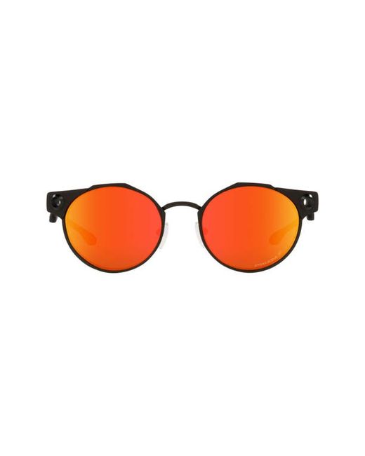 Oakley 50mm Polarized Round Sunglasses in Satin Black/Prizm Ruby at
