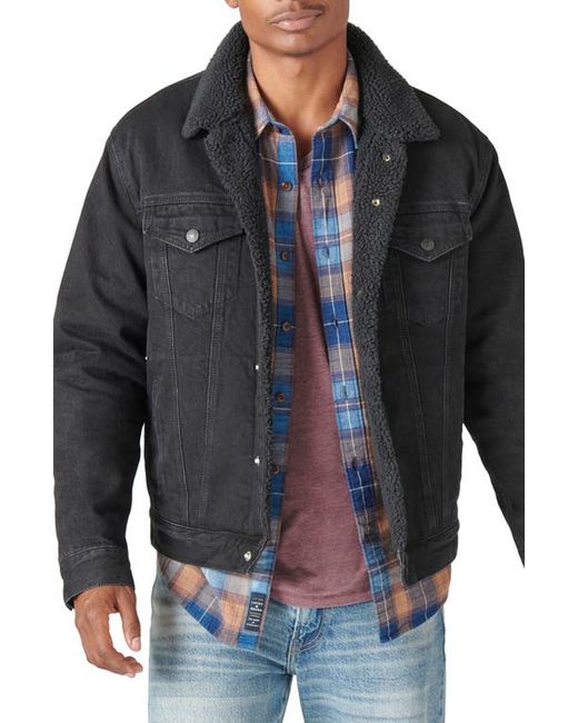 Lucky Brand Faux Shearling Lined Denim Trucker Jacket in at