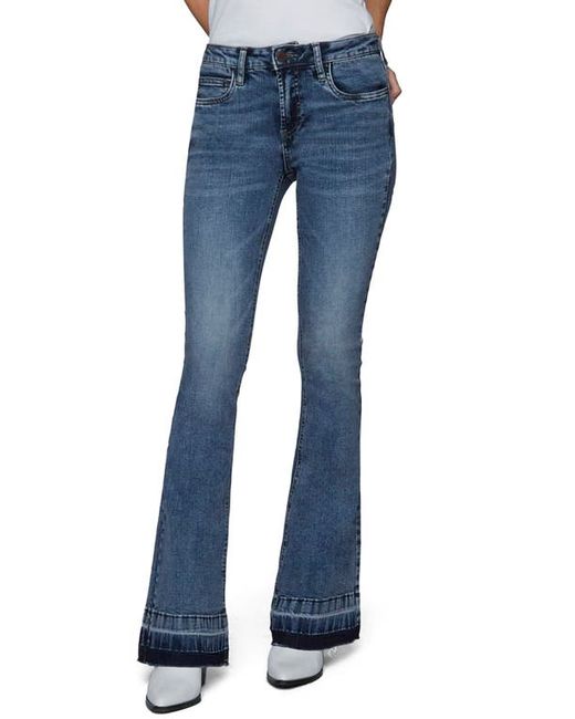 Hint Of Blu Mid Rise Released Hem Flare Jeans in at