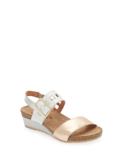 Naot Dynasty Wedge Sandal in Rose Gold/White Pearl at