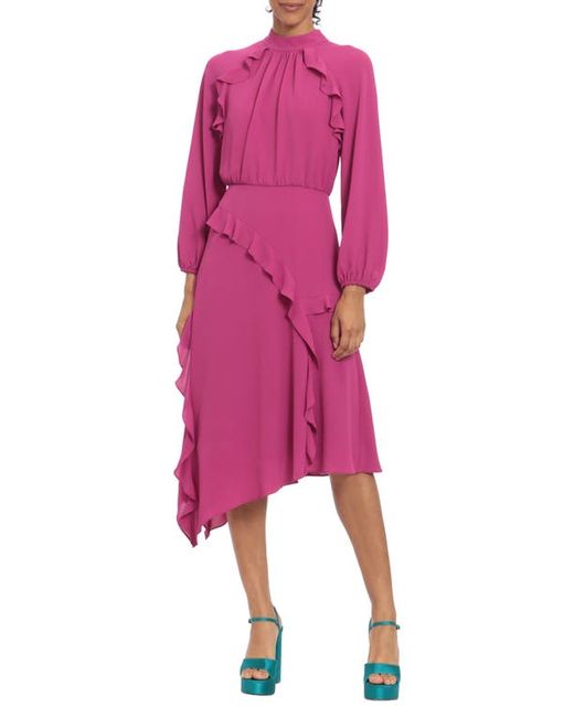 Donna Morgan For Maggy Ruffle Long Sleeve Midi Dress in at
