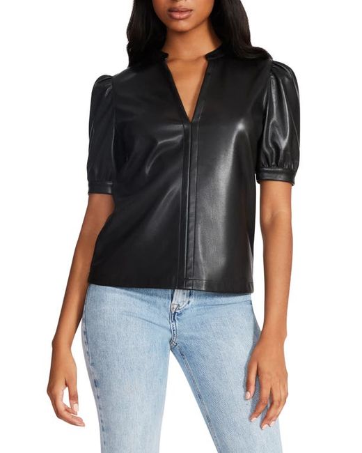 Steve Madden Jane Puff Sleeve Faux Leather Top in at