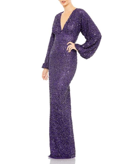 Mac Duggal Long Sleeve Sequin Gown in at