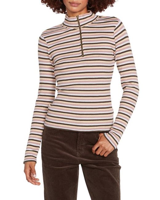 Volcom Stripe Ribbed Half Zip Cotton Blend Pullover in at