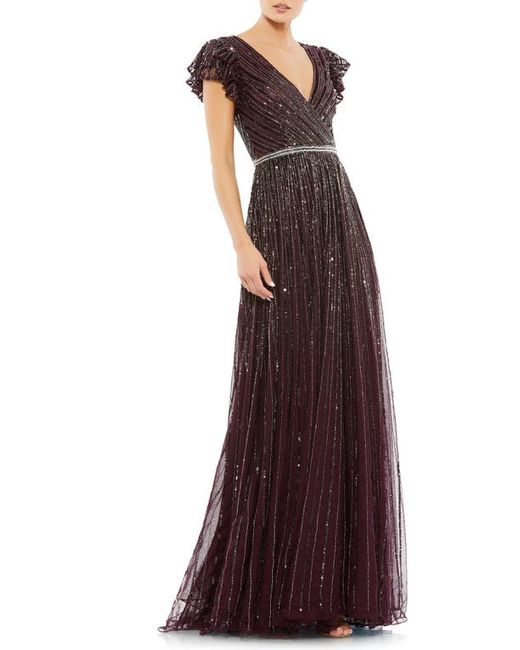 Mac Duggal Beaded Cap Sleeve A-Line Gown in at