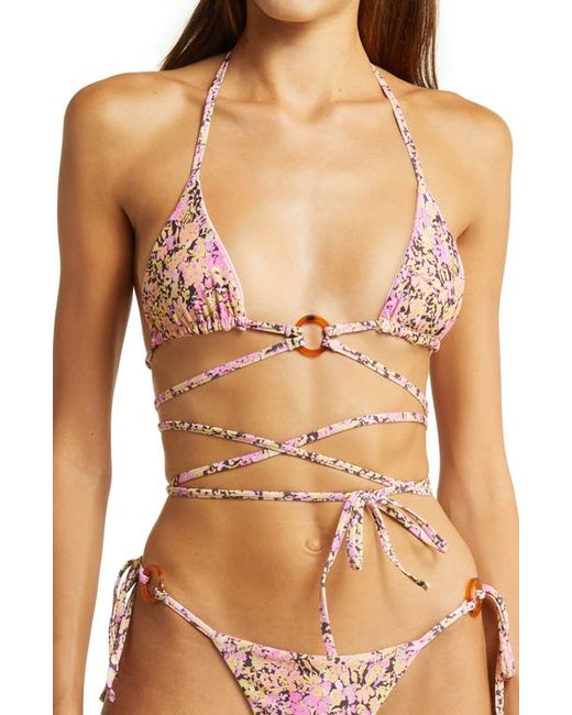 House Of Cb Naxos Floral Print Strappy Triangle Bikini Top in at