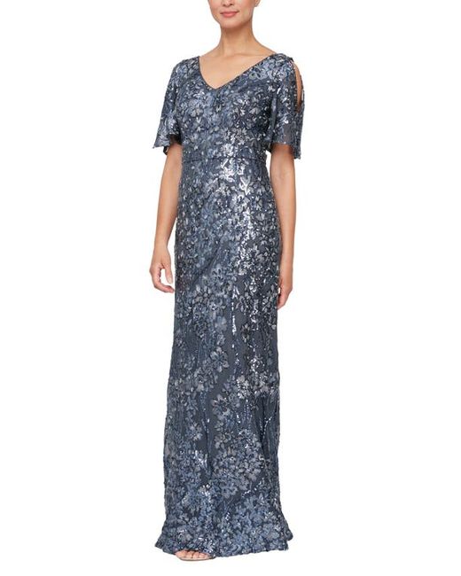 Alex Evenings Sequin Lace Cold Shoulder Trumpet Gown in at