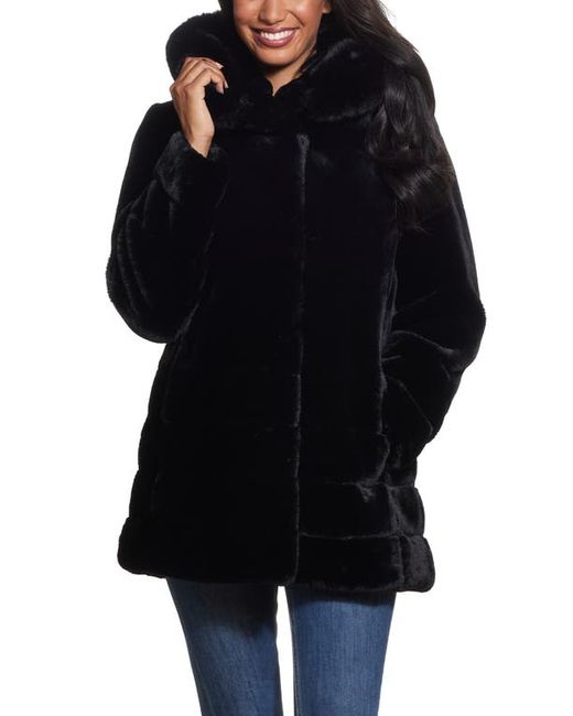 Gallery Hooded Faux Fur Coat in at