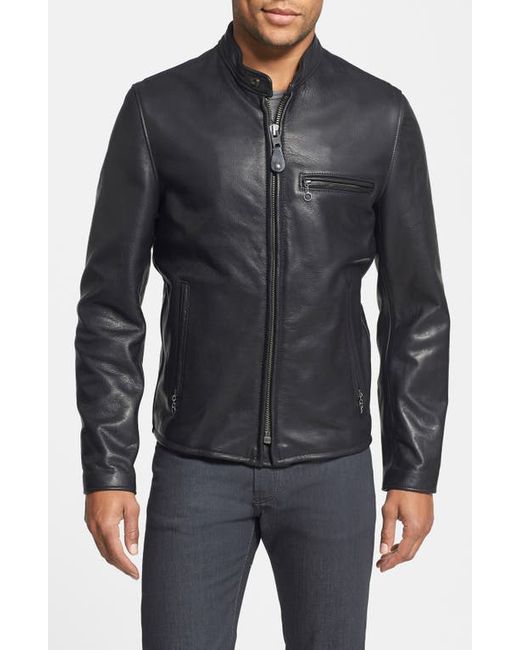 Schott Café Racer Oil Tanned Cowhide Leather Moto Jacket in at