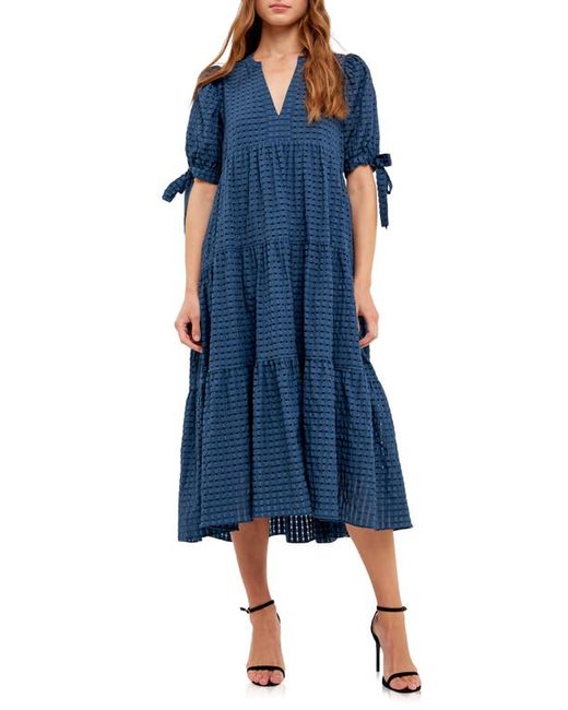 English Factory Gingham Tiered Midi Dress in at
