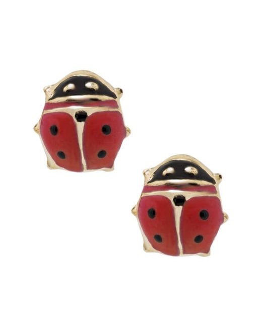 Mignonette 14k Gold Enamel Ladybug Earrings in at