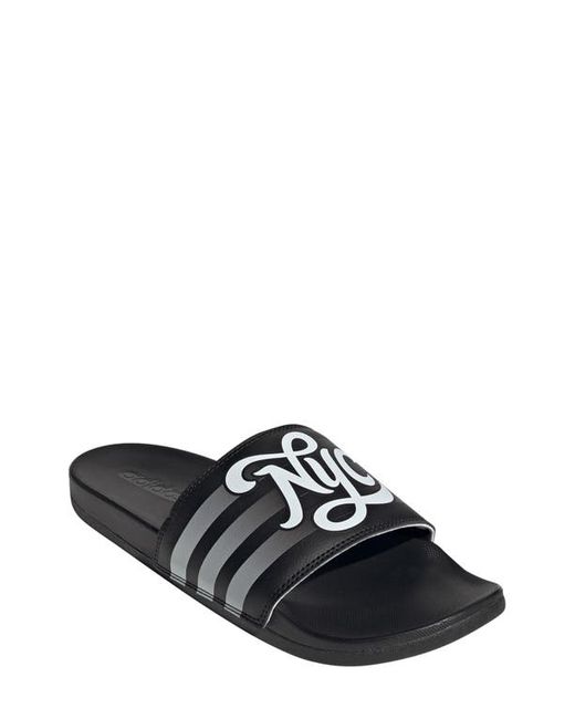Adidas Adilette Comfort Slide Sandal in Black/Black at