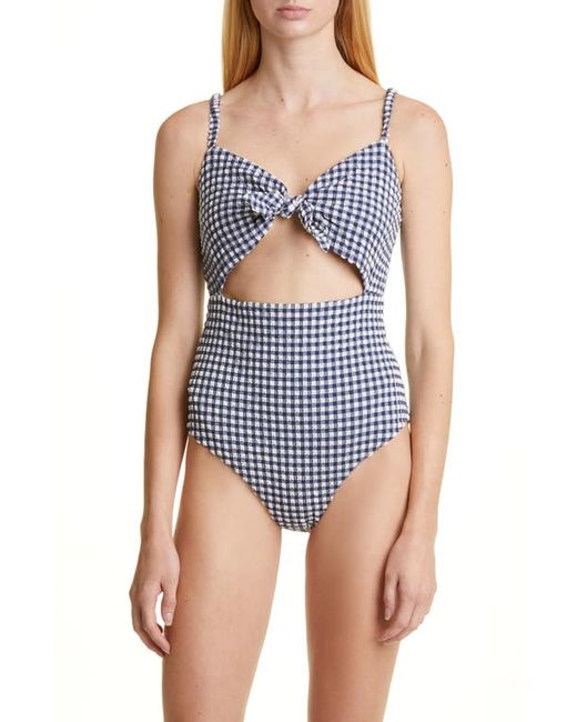Sea Gingham Tie-Front One-Piece Swimsuit in at