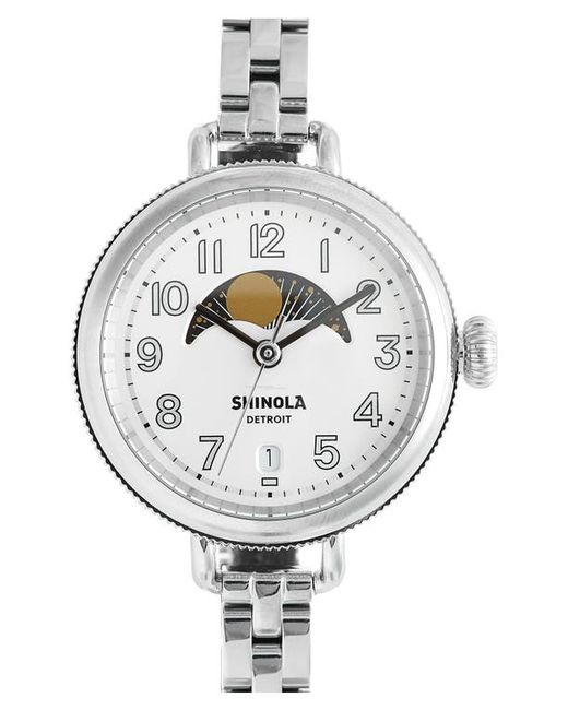 Shinola The Birdy Moon Phase Bracelet Watch 34mm in at