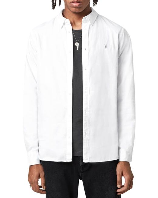 AllSaints Hawthorne Slim Fit Stretch Cotton Button-Up Shirt in at