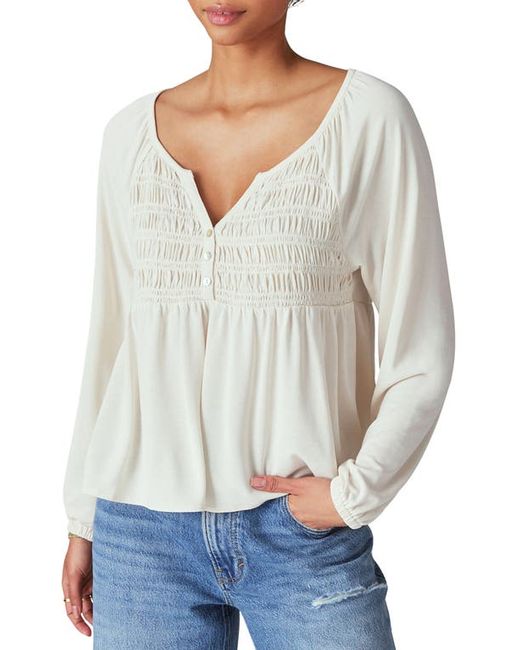Lucky Brand Smocked Sandwash Top in at