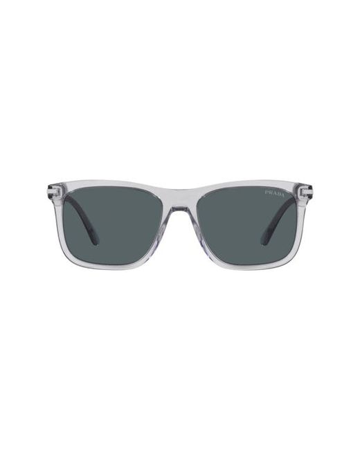 Prada 56mm Gradient Rectangular Sunglasses in Grey Crystal at