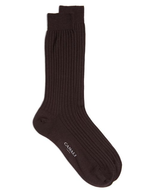 Canali Ribbed Wool Blend Dress Socks in at