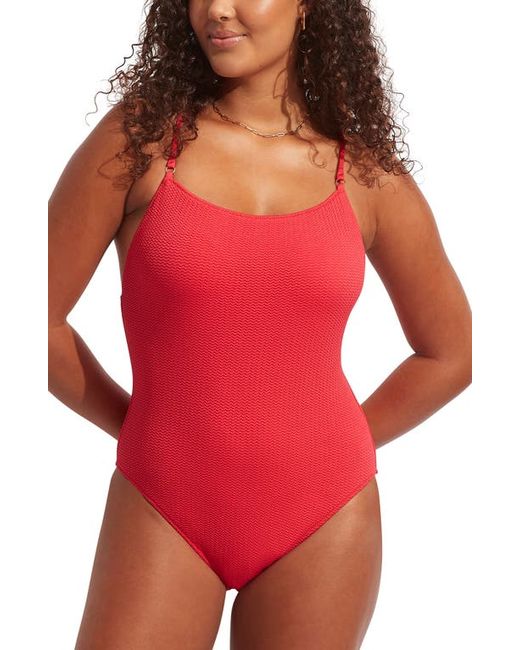 Seafolly Sea Dive Scoop Neck One-Piece Swimsuit in at