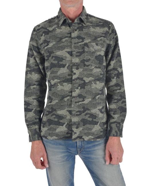 Kato The Ripper Slim Fit Camouflage Brushed Button-Up Shirt in at