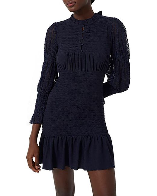 French Connection Viki Smocked Long Sleeve Minidress in at