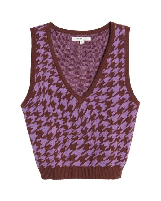 PacSun Jacquard Floral Cotton Sweater Vest in Lilac/Wine at