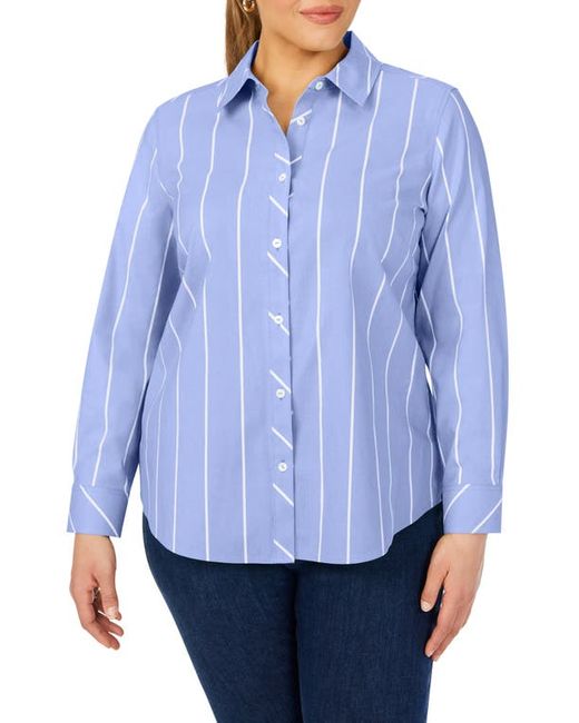 Foxcroft Ava Simply Stripe Long Sleeve Button-Up Shirt in at