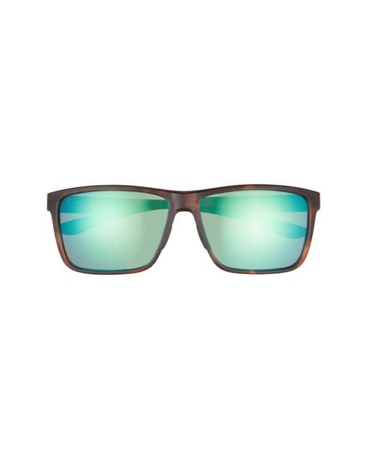 Smith Riptide 61mm Polarized Sport Square Sunglasses in Matte Tortoise Mirror at