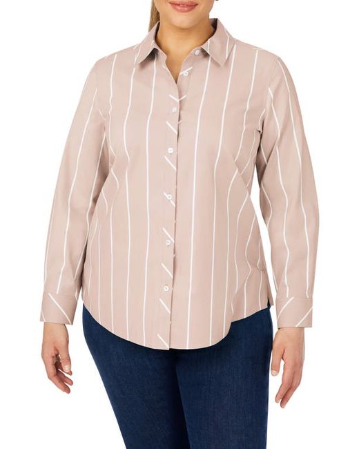 Foxcroft Ava Simply Stripe Long Sleeve Button-Up Shirt in at
