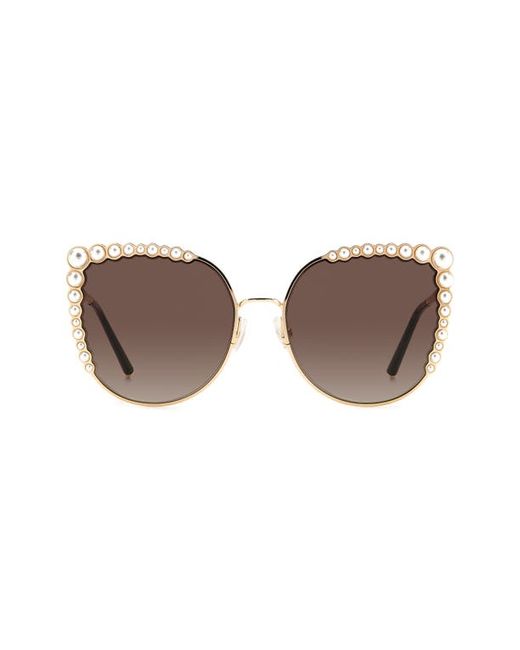 Carolina Herrera 58mm Cat Eye Sunglasses in Rose Gold Brown Gradient at