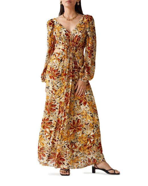 Other Stories Floral Cutout Long Sleeve Maxi Dress in Yellow Print at