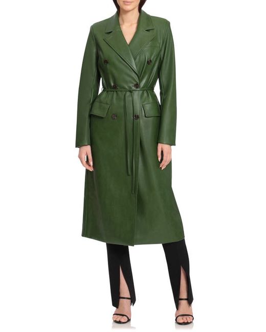 Avec Les Filles Water Resistant Faux Leather Trench Coat in at